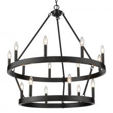Golden 1017-96 BLK - Alastair 2 Tier 9+6 Light Chandelier in Matte Black