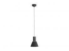 Golden 3133-P8 FB-GY - Faroe 8" LED Pendant in Flecked Black/Grey