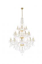 Elegant V7825G43G/RC - Verona 25 Light Gold Chandelier Clear Royal Cut Crystal