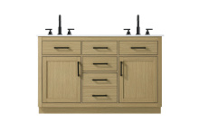 Elegant VF29754DMHB - Alden 54 inch Double Bathroom Vanity in Honey Brown