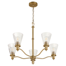 Quorum 6803-5-47 - LAWTON 5 LIGHT CHANDELIER - BRUSHED BRASS